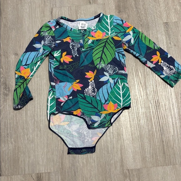 Bonds Colorful Long Sleeve Bodysuit with Jungle Print - Picture 1 of 1